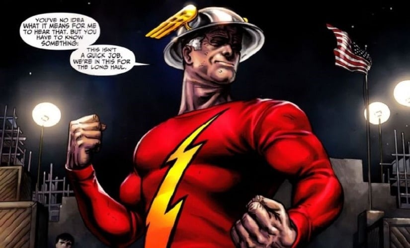 For a man pushing 100, Garrick still looks pretty good in the Flash's outfit. |DC Comics